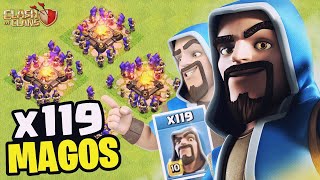 RIDICULAMENTE INSANO!! USEI 119 MAGOS NÍVEL MÁXIMO E AINDA ME DEI BEM! CLASH OF CLANS