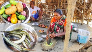 Eel Fish Recipe cooking with fresh vegetables by our santali tribe grand maa