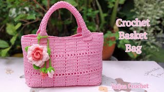 ถักกระเป๋าโครเชต์ใบใหญ่ ลายถักพื้นฐาน เหมาะกับมือใหม่หัดถัก easy crochet big bag