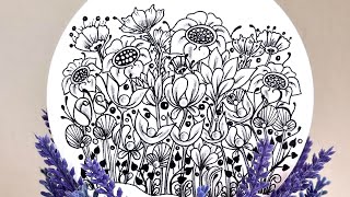 Beautiful zentangle garden relaxing drawing guide || Step by Step || Drawing tutorial || zen || 禪繞畫