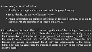 Applied Linguistics - Lesson 13 - Error Analysis