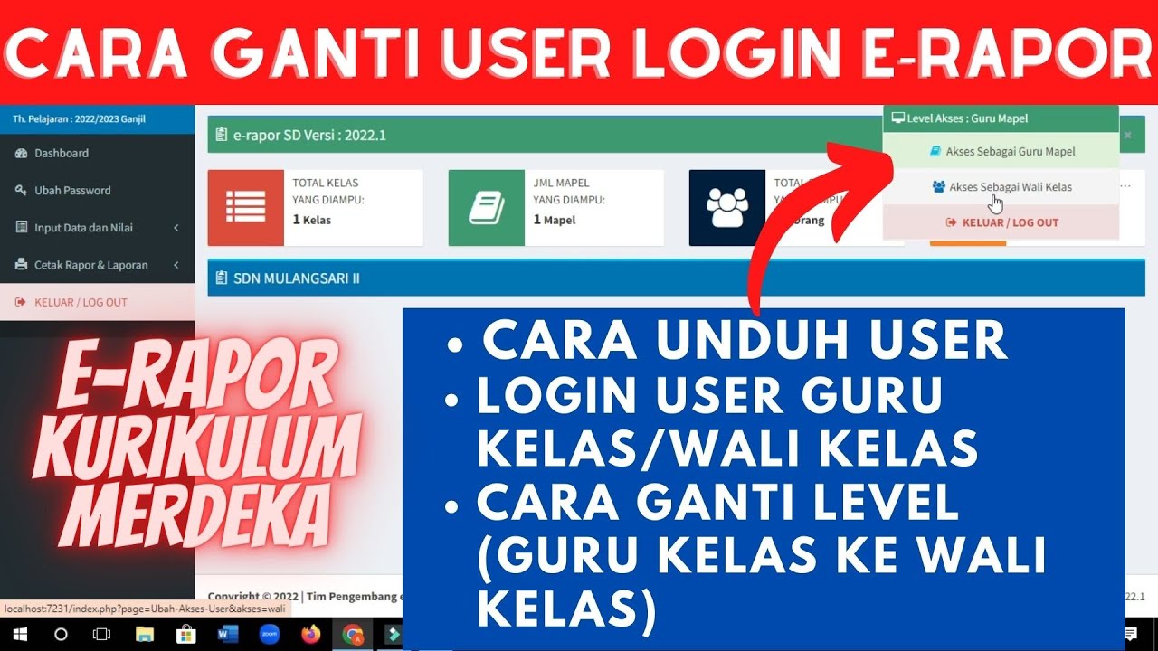 CARA GANTI USER DI E-RAPOR KURIKULUM MERDEKA - YouTube