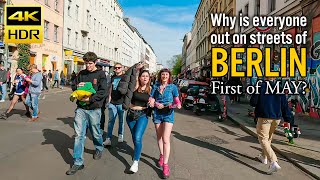 Berlin, Kreuzberg: Party people on streets on MAY DAY (Myfest) 2023 | 4K Virtual Walking Tour