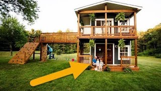 Dad Builds Amazing Two Story Playhouse For His Daughters