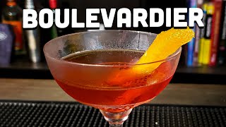 This Boulevardier Cocktail Recipe w/ Rye Whiskey is a GORGEOUS drink.