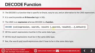 9.2 Conditional Expressions Oracle Conditional Expressions -[DECODE Function]