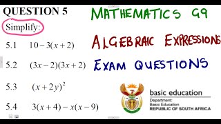 Mathematics Grade 9 Algebraic Expressions Revision Simplify @mathszoneafricanmotives @mathwithlightone