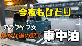 【車中泊】静かな道の駅で女一人車中泊/アラフィフ女/軽自動車で車中泊/車中泊女子/冬の車中泊【スペーシア】