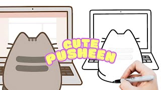 💗Kuinka piirtää PUSHEEN kissanpentu (kannettavalla tietokoneella) - Helppo ja söpö piirtäminen