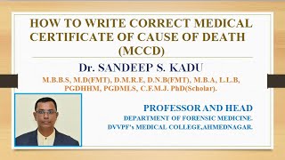 HOW TO WRITE CORRECT MEDICAL CERTIFICATE OF CAUSE OF DEATH(MCCD) | Dr. SANDEEP S. KADU
