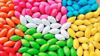 Satisfying ASMR l Magic  Rainbow Kinetic Sand M&M's & Skittles Candy Mixing Cutting  #13