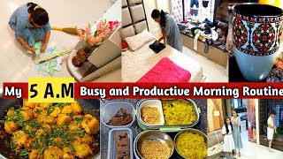 💃Indian Mom 5AM Productive Real busy Morning Routine ~Indian Mom daily routine 2022~healthy lunchbox