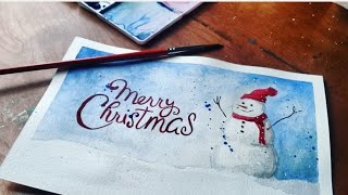 ⛄ Snowman Tutorial Painting ❄ | Watercolor Card Tutorial | Christmas Cards