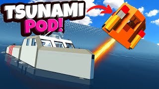 Using a NEW Tsunami Escape Pod to Survive Massive Waves in Stormworks Multiplayer!