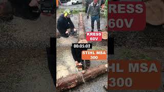 Battery Chainsaw Test: Kress 60v VS Stihl MSA 300