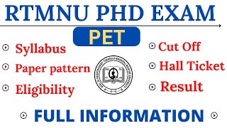 |Rtmnu pet exam paper pattern 2022| rtmnu phd exam syllabus| rtmnu pet exam eligibility 2022|