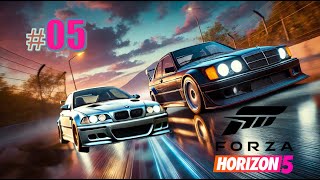 FORZA HORIZON 5 |#05| - (4K/PT) - DOIS GIGANTES!! UMA PISTA!! MERCEDES 190 EVO vs BMW M3 GTR !!