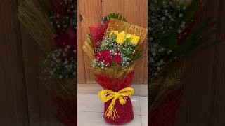 Red n yellow rose bunch with jute packing made by@souravbhattacharya3681 #youtube #shots