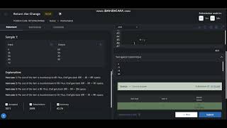 Return the Change | CodeChef Starters 87 Solution | JAVA | Code In Comment.