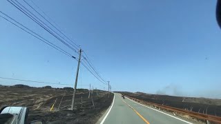 阿蘇の野焼き　大観峰への道　ミルクロード入口から