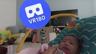 [VR180 5.7k] Baby Riley loves Morning a lot | Vuze XR 180° 3D