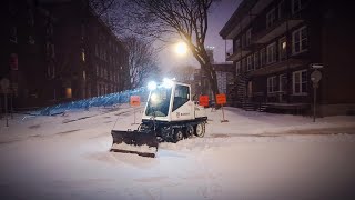 sidewalk plow bombardier sw4s  winter night work with relax ambient music