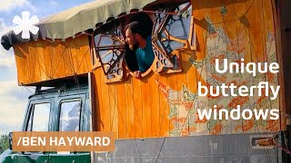 Kayaker builds Hobbit Van with butterfly windows for vanlife