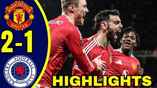 Bruno Fernandez Last Minute Goal! Manchetser United 2-1 Rangers Highlights.