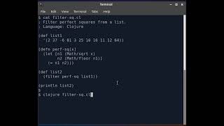 Clojure Program to Filter Square Numbers