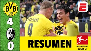Borussia Dortmund 4-0 SC Freiburg. DOBLETE de Erling Haaland y partidazo de Gio Reyna | Bundesliga