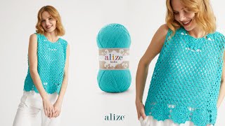 Crochet Motif Blouse with Alize Bella