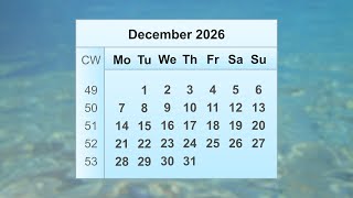 December 2026 Calendar