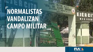 Normalistas vandalizan el Campo Militar 1-A en la CDMX