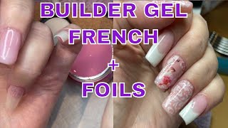 Beginner Builder Gel Nails At Home | Fench Nails And Foil Application