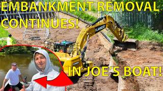 Whitchurch Canal Breach Update, Embankment Removal Continues & A Trip Around Site In Joes Boat!