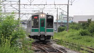 東北本線 701系2124M 安積永盛駅到着 2015年8月8日