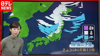 【天気】日本海側は荒天…山地では雪強まる  暴風や高波に警戒を