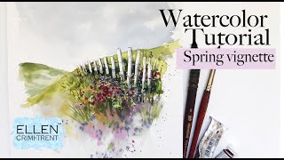 Watercolor Painting Spring Vignette- Step by step for beginners