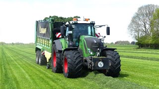 Eerste snee gras 2022 Janssen Rhede. Krone ZX 470GD + Fendt 828 Vario