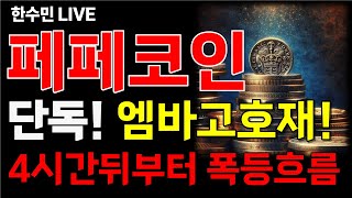 [페페코인 전망] 단독! 엠바고호재! 4시간뒤부터 폭등흐름!