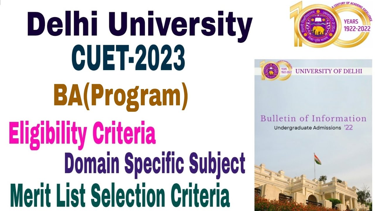 Delhi University CUET BA Program Admission 2023, Eligibility Criteria ...