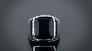 Men's Classic Traditional Black Onyx Rectangle Signet Ring Sterling