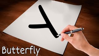 How To Turn Word Y Into A Cartoon Butterfly ! Very Easy ! Learn Drawing Art On Paper For Kids