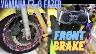 Yamaha FZ6 Fazer change front brake pads,Bremsbeläge vorne wechseln,bytte bremseklosser foran,4k