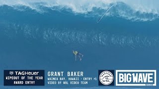 Grant Baker at Waimea Bay 1 - 2016 TAG Heuer Wipeout of the Year Entry - WSL Big Wave Awards