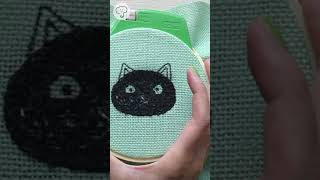 ［フリステ］極細モヘアの黒猫 #diy #embroidery #punchneedle  #handmade パンチニードル フリーステッチングニードル