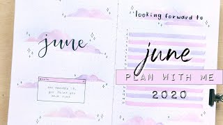 PLAN WITH ME | June 2020 | Bullet Journal Setup - Pink \u0026 Purple Clouds