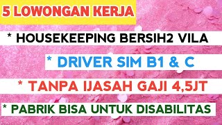 LOWONGAN KERJA HARI INI II 5 LOKER ADA DISABILITAS TANPA IJASAH GAJI 4,5 JUTA