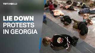 Georgia activists lie down in protest against Bucha killings