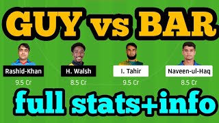 GUY vs BAR  Dream11| GUY vs BAR | GUY vs BAR Dream11 Team|